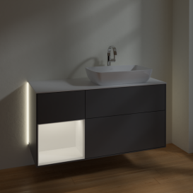Тумба под раковину Villeroy & Boch Finion 120х50,1 см с подсветкой МДФ антрацит матовый лак/стекло белое матовое G801MTGK
