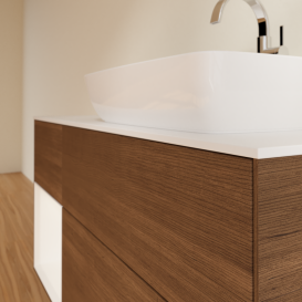 Тумба под раковину Villeroy & Boch Finion 120х50,1 см с подсветкой МДФ шпон грецкого ореха/стекло белое матовое G801MTGN