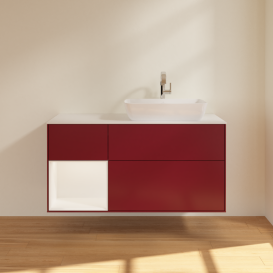 Тумба под раковину Villeroy & Boch Finion 120х50,1 см с подсветкой МДФ пион матовый лак/стекло белое матовое G801MTHB