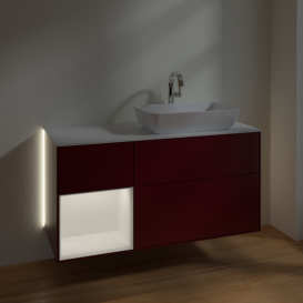 Тумба под раковину Villeroy & Boch Finion 120х50,1 см с подсветкой МДФ пион матовый лак/стекло белое матовое G801MTHB