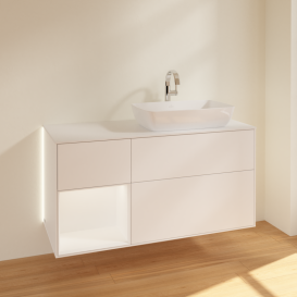 Тумба под раковину Villeroy & Boch Finion 120х50,1 см с подсветкой МДФ белый матовый лак/стекло белое матовое G801MTMT