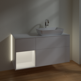 Тумба под раковину Villeroy & Boch Finion 120х50,1 см с подсветкой МДФ белый матовый лак/стекло белое матовое G801MTMT
