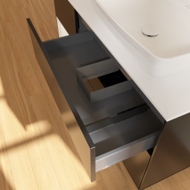 Тумба под раковину Villeroy & Boch Finion 120х50,1 см с подсветкой МДФ черный матовый лак/стекло белое матовое G801MTPD