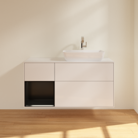 Тумба под раковину Villeroy & Boch Finion 120х50,1 см с подсветкой МДФ глянцевый белый лак/стекло белое матовое G801PDGF