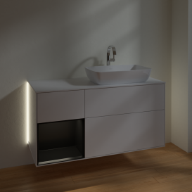 Тумба под раковину Villeroy & Boch Finion 120х50,1 см с подсветкой МДФ глянцевый белый лак/стекло белое матовое G801PDGF