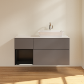 Тумба под раковину Villeroy & Boch Finion 120х50,1 см с подсветкой МДФ антрацит матовый лак/стекло белое матовое G801PDGK