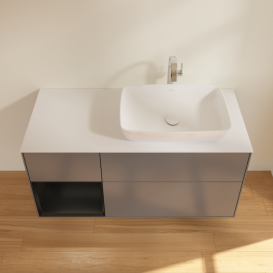 Тумба под раковину Villeroy & Boch Finion 120х50,1 см с подсветкой МДФ антрацит матовый лак/стекло белое матовое G801PDGK