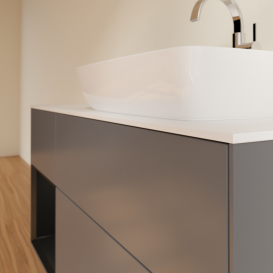 Тумба под раковину Villeroy & Boch Finion 120х50,1 см с подсветкой МДФ антрацит матовый лак/стекло белое матовое G801PDGK