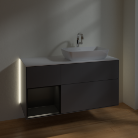 Тумба под раковину Villeroy & Boch Finion 120х50,1 см с подсветкой МДФ антрацит матовый лак/стекло белое матовое G801PDGK