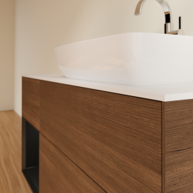 Тумба под раковину Villeroy & Boch Finion 120х50,1 см с подсветкой МДФ шпон грецкого ореха/стекло белое матовое G801PDGN