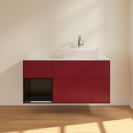 Тумба под раковину Villeroy & Boch Finion 120х50,1 см с подсветкой МДФ пион матовый лак/стекло белое матовое G801PDHB