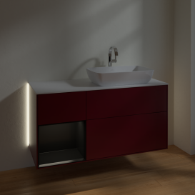 Тумба под раковину Villeroy & Boch Finion 120х50,1 см с подсветкой МДФ пион матовый лак/стекло белое матовое G801PDHB