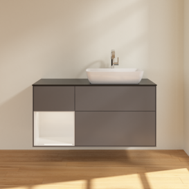 Тумба под раковину Villeroy & Boch Finion 120х50,1 см с подсветкой МДФ антрацит матовый лак/стекло черное матовое G802GFGK