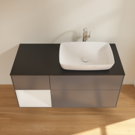 Тумба под раковину Villeroy & Boch Finion 120х50,1 см с подсветкой МДФ антрацит матовый лак/стекло черное матовое G802GFGK