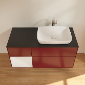 Тумба под раковину Villeroy & Boch Finion 120х50,1 см с подсветкой МДФ пион матовый лак/стекло черное матовое G802GFHB