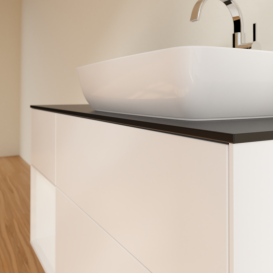 Тумба под раковину Villeroy & Boch Finion 120х50,1 см с подсветкой МДФ белый матовый лак/стекло черное матовое G802GFMT