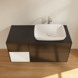 Тумба под раковину Villeroy & Boch Finion 120х50,1 см с подсветкой МДФ черный матовый лак/стекло черное матовое G802GFPD