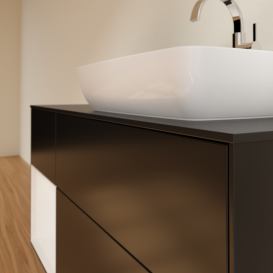 Тумба под раковину Villeroy & Boch Finion 120х50,1 см с подсветкой МДФ черный матовый лак/стекло черное матовое G802GFPD