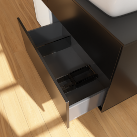 Тумба под раковину Villeroy & Boch Finion 120х50,1 см с подсветкой МДФ черный матовый лак/стекло черное матовое G802GFPD