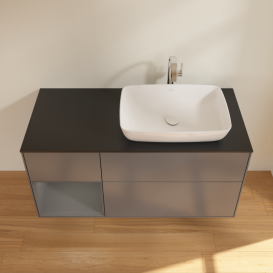 Тумба под раковину Villeroy & Boch Finion 120х50,1 см с подсветкой МДФ антрацит матовый лак/стекло черное матовое G802GKGK