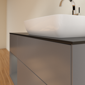 Тумба под раковину Villeroy & Boch Finion 120х50,1 см с подсветкой МДФ антрацит матовый лак/стекло черное матовое G802GKGK