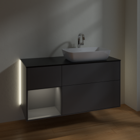 Тумба под раковину Villeroy & Boch Finion 120х50,1 см с подсветкой МДФ антрацит матовый лак/стекло черное матовое G802GKGK