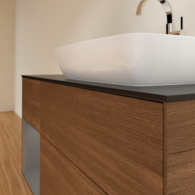 Тумба под раковину Villeroy & Boch Finion 120х50,1 см с подсветкой МДФ шпон грецкого ореха/стекло черное матовое G802GKGN