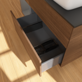 Тумба под раковину Villeroy & Boch Finion 120х50,1 см с подсветкой МДФ шпон грецкого ореха/стекло черное матовое G802GKGN