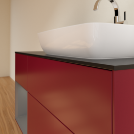 Тумба под раковину Villeroy & Boch Finion 120х50,1 см с подсветкой МДФ пион матовый лак/стекло черное матовое G802GKHB