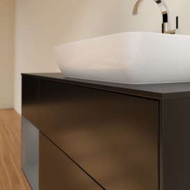 Тумба под раковину Villeroy & Boch Finion 120х50,1 см с подсветкой МДФ черный матовый лак/стекло черное матовое G802GKPD