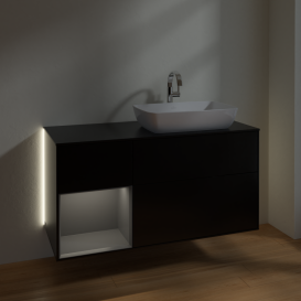 Тумба под раковину Villeroy & Boch Finion 120х50,1 см с подсветкой МДФ черный матовый лак/стекло черное матовое G802GKPD