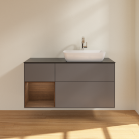 Тумба под раковину Villeroy & Boch Finion 120х50,1 см с подсветкой МДФ антрацит матовый лак/стекло черное матовое G802GNGK