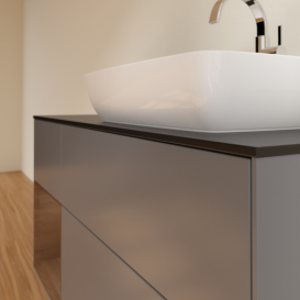 Тумба под раковину Villeroy & Boch Finion 120х50,1 см с подсветкой МДФ антрацит матовый лак/стекло черное матовое G802GNGK