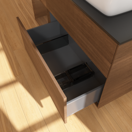 Тумба под раковину Villeroy & Boch Finion 120х50,1 см с подсветкой МДФ шпон грецкого ореха/стекло черное матовое G802GNGN