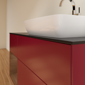 Тумба под раковину Villeroy & Boch Finion 120х50,1 см с подсветкой МДФ пион матовый лак/стекло черное матовое G802GNHB