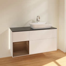 Тумба под раковину Villeroy & Boch Finion 120х50,1 см с подсветкой МДФ белый матовый лак/стекло черное матовое G802GNMT