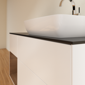 Тумба под раковину Villeroy & Boch Finion 120х50,1 см с подсветкой МДФ белый матовый лак/стекло черное матовое G802GNMT