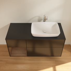 Тумба под раковину Villeroy & Boch Finion 120х50,1 см с подсветкой МДФ черный матовый лак/стекло черное матовое G802GNPD