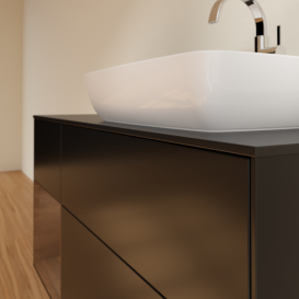 Тумба под раковину Villeroy & Boch Finion 120х50,1 см с подсветкой МДФ черный матовый лак/стекло черное матовое G802GNPD