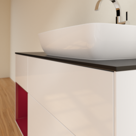 Тумба под раковину Villeroy & Boch Finion 120х50,1 см с подсветкой МДФ глянцевый белый лак/стекло черное матовое G802HBGF