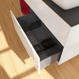 Тумба под раковину Villeroy & Boch Finion 120х50,1 см с подсветкой МДФ глянцевый белый лак/стекло черное матовое G802HBGF