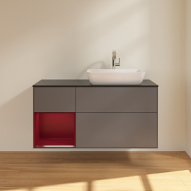 Тумба под раковину Villeroy & Boch Finion 120х50,1 см с подсветкой МДФ антрацит матовый лак/стекло черное матовое G802HBGK