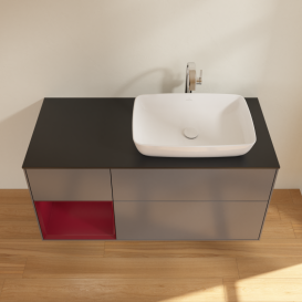 Тумба под раковину Villeroy & Boch Finion 120х50,1 см с подсветкой МДФ антрацит матовый лак/стекло черное матовое G802HBGK