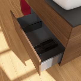 Тумба под раковину Villeroy & Boch Finion 120х50,1 см с подсветкой МДФ шпон грецкого ореха/стекло черное матовое G802HBGN