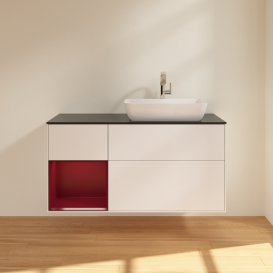 Тумба под раковину Villeroy & Boch Finion 120х50,1 см с подсветкой МДФ белый матовый лак/стекло черное матовое G802HBMT