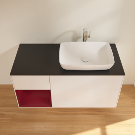 Тумба под раковину Villeroy & Boch Finion 120х50,1 см с подсветкой МДФ белый матовый лак/стекло черное матовое G802HBMT