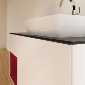 Тумба под раковину Villeroy & Boch Finion 120х50,1 см с подсветкой МДФ белый матовый лак/стекло черное матовое G802HBMT