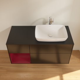 Тумба під раковину Villeroy & Boch Finion 120х50,1 см із підсвічуванням МДФ чорний матовий лак/скло чорне матове G802HBPD