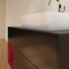 Тумба під раковину Villeroy & Boch Finion 120х50,1 см із підсвічуванням МДФ чорний матовий лак/скло чорне матове G802HBPD