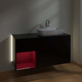 Тумба під раковину Villeroy & Boch Finion 120х50,1 см із підсвічуванням МДФ чорний матовий лак/скло чорне матове G802HBPD